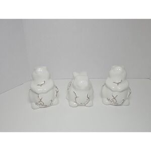 Set Of 3 Bunny‎ Rabbit Ceramic Figurines White Farmhouse  Shabby Rustic  Decor
